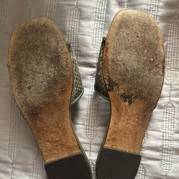 Tory Burch Olive and Gold Slide Sandals - Picture 4 of 4